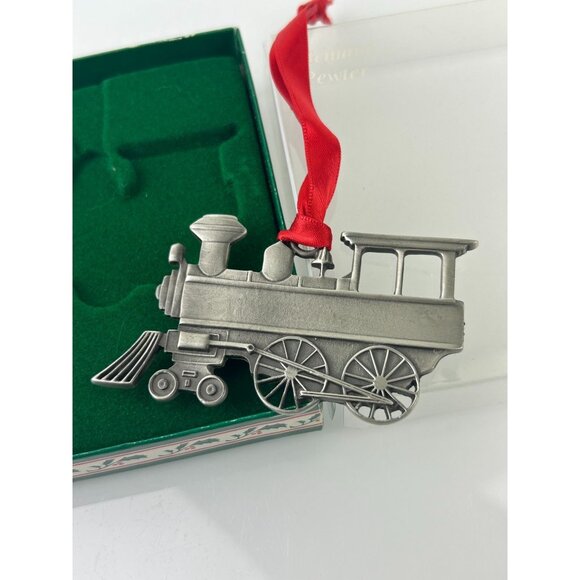 Genuine Pewter Train Christmas Ornament Holiday Tree Decor Red Ribbon VTG USA - Picture 13 of 15